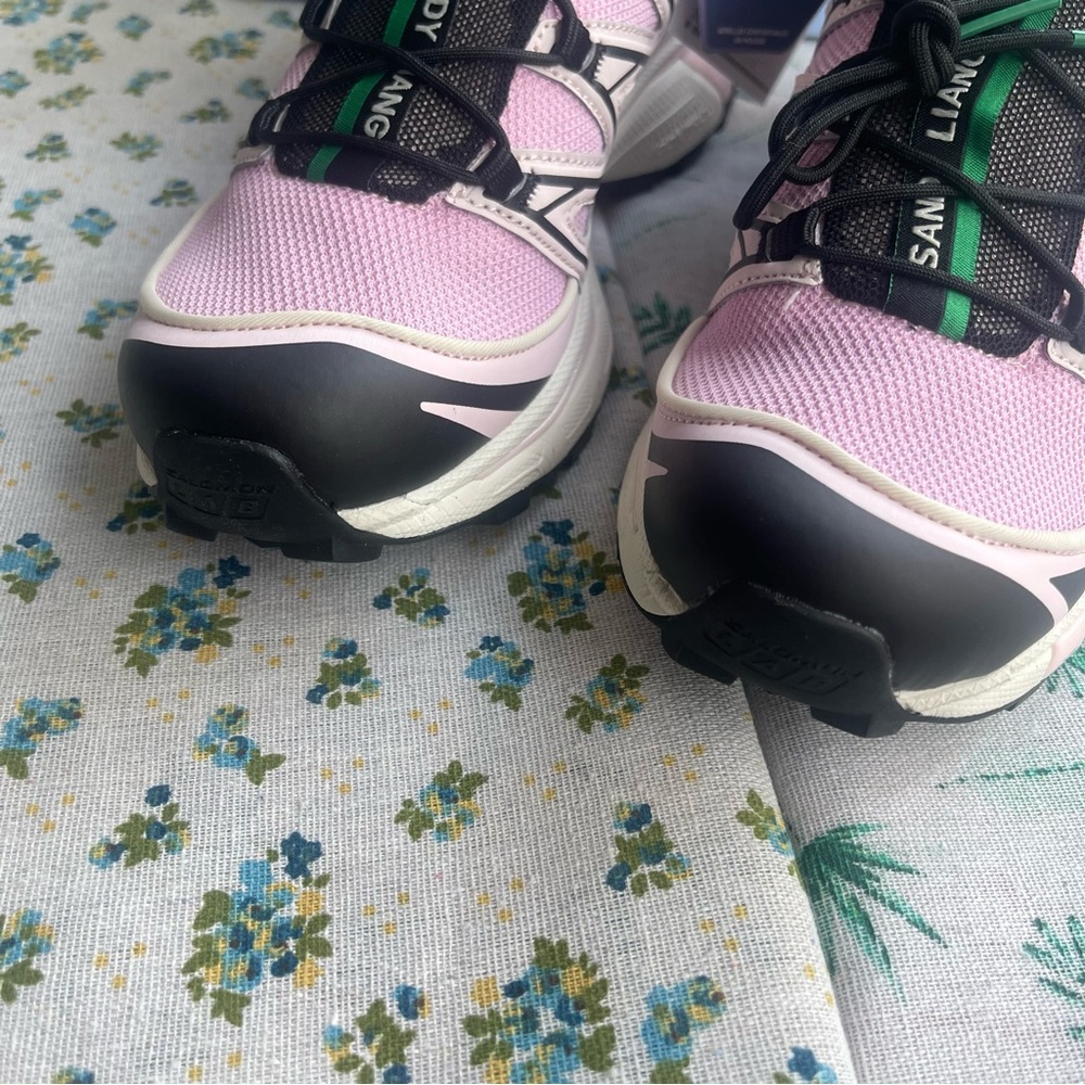 Salomon Pink and Green Women's Trail Running Shoes - Picture 2 of 8